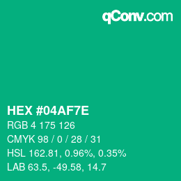 Color code: HEX #04AF7E | qconv.com