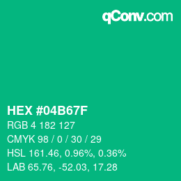 Color code: HEX #04B67F | qconv.com