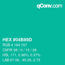 Color code: HEX #04B89D | qconv.com