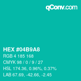 Color code: HEX #04B9A8 | qconv.com