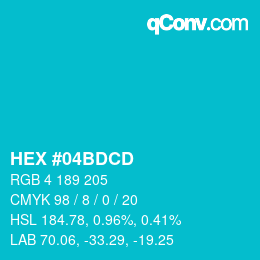 Color code: HEX #04BDCD | qconv.com
