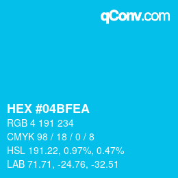 カラーコード: HEX #04BFEA | qconv.com
