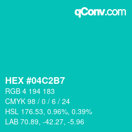 颜色代码: HEX #04C2B7 | qconv.com