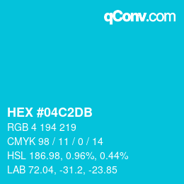 Color code: HEX #04C2DB | qconv.com