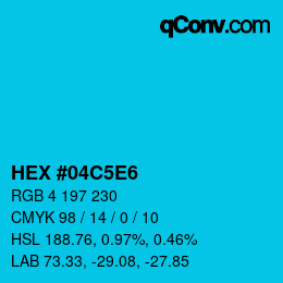 Farbcode: HEX #04C5E6 | qconv.com