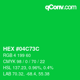 Color code: HEX #04C73C | qconv.com