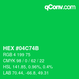 Color code: HEX #04C74B | qconv.com