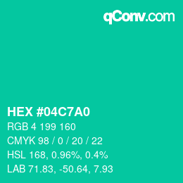 Color code: HEX #04C7A0 | qconv.com