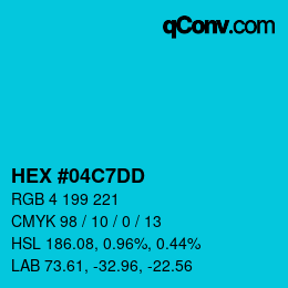 Color code: HEX #04C7DD | qconv.com