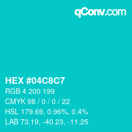 Color code: HEX #04C8C7 | qconv.com