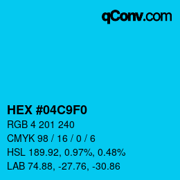 Color code: HEX #04C9F0 | qconv.com
