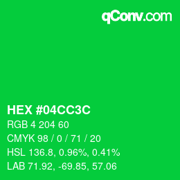 Color code: HEX #04CC3C | qconv.com