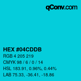 Color code: HEX #04CDDB | qconv.com