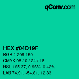 颜色代码: HEX #04D19F | qconv.com