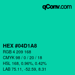 カラーコード: HEX #04D1A8 | qconv.com