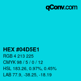 Color code: HEX #04D5E1 | qconv.com