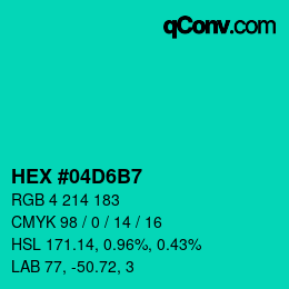 Color code: HEX #04D6B7 | qconv.com