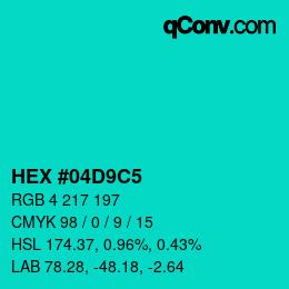 Color code: HEX #04D9C5 | qconv.com