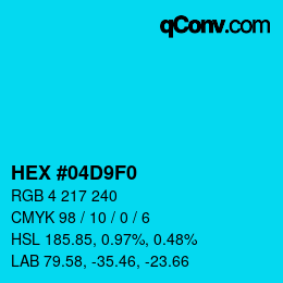 Color code: HEX #04D9F0 | qconv.com