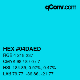 カラーコード: HEX #04DAED | qconv.com