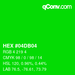 Farbcode: HEX #04DB04 | qconv.com