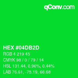 カラーコード: HEX #04DB2D | qconv.com