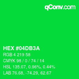 カラーコード: HEX #04DB3A | qconv.com
