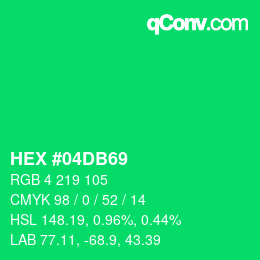 カラーコード: HEX #04DB69 | qconv.com
