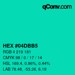 カラーコード: HEX #04DBB5 | qconv.com