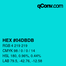 Color code: HEX #04DBDB | qconv.com