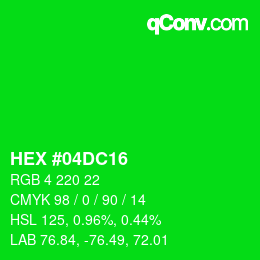 颜色代码: HEX #04DC16 | qconv.com