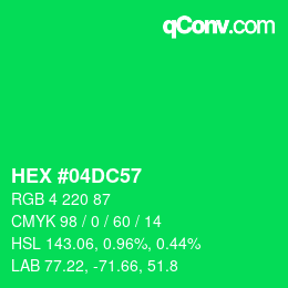颜色代码: HEX #04DC57 | qconv.com