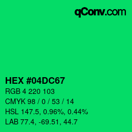 颜色代码: HEX #04DC67 | qconv.com