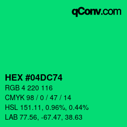 Color code: HEX #04DC74 | qconv.com