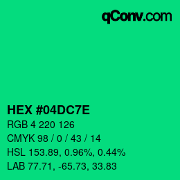 Color code: HEX #04DC7E | qconv.com
