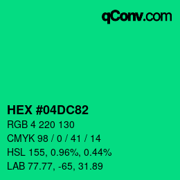 Color code: HEX #04DC82 | qconv.com
