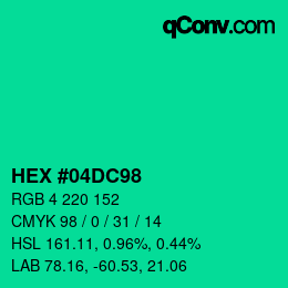 颜色代码: HEX #04DC98 | qconv.com