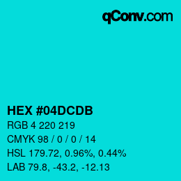 Color code: HEX #04DCDB | qconv.com