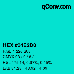 颜色代码: HEX #04E2D0 | qconv.com
