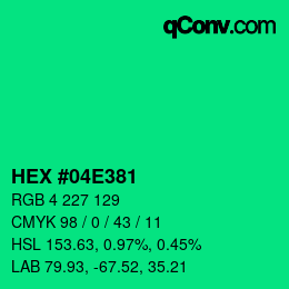 Color code: HEX #04E381 | qconv.com