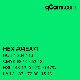 カラーコード: HEX #04EA71 | qconv.com