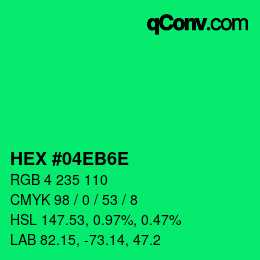 Code couleur: HEX #04EB6E | qconv.com
