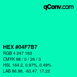 カラーコード: HEX #04F7B7 | qconv.com