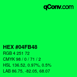 颜色代码: HEX #04FB48 | qconv.com