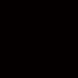 Code couleur: HEX #05000019 | qconv.com