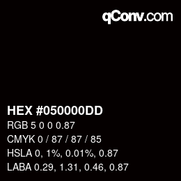 Código de color: HEX #050000DD | qconv.com