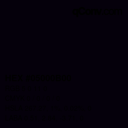 カラーコード: HEX #05000B00 | qconv.com