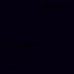 カラーコード: HEX #05000F00 | qconv.com