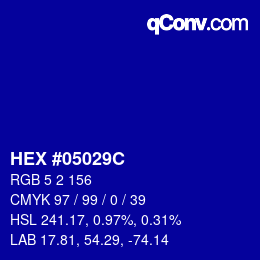 Color code: HEX #05029C | qconv.com
