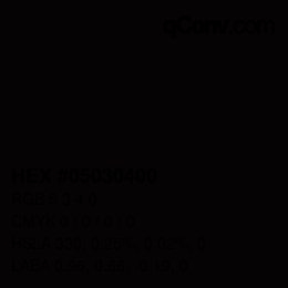 カラーコード: HEX #05030400 | qconv.com